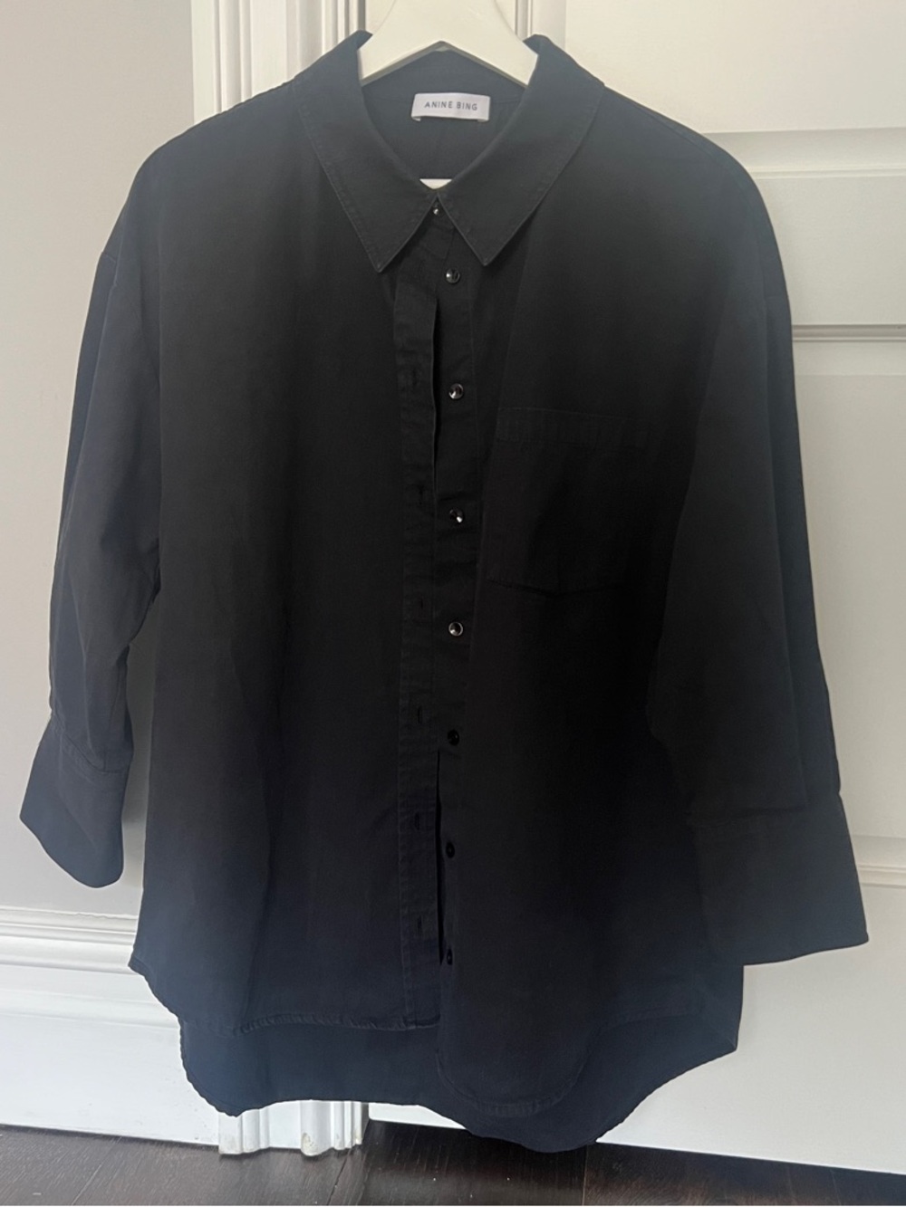 Anine Bing Mika Black Button-Down Shirt / Size S